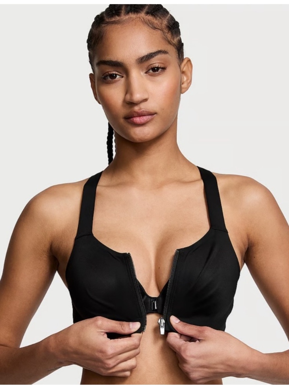Victoria's Secret Black Front-Zip Sports Bra